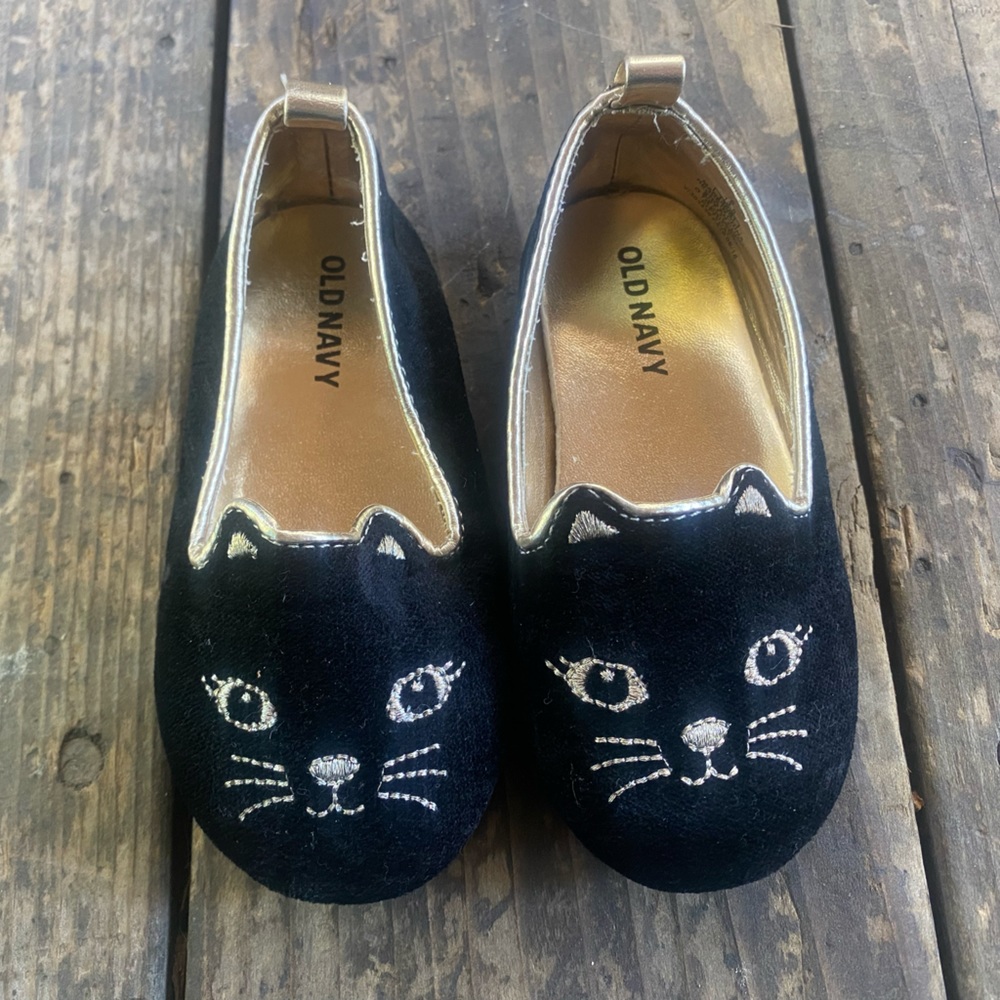 Black Kitty Cat Baby Girl Toddler Ballet Flats Shoes - Size 6